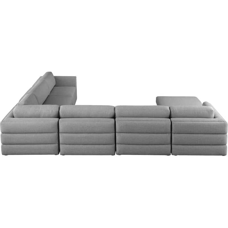 Meridian Beckham Grey Durable Linen Textured Fabric Modular Sectional IMAGE 3