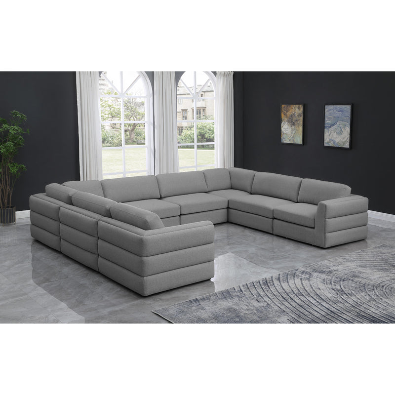 Meridian Beckham Grey Durable Linen Textured Fabric Modular Sectional IMAGE 2