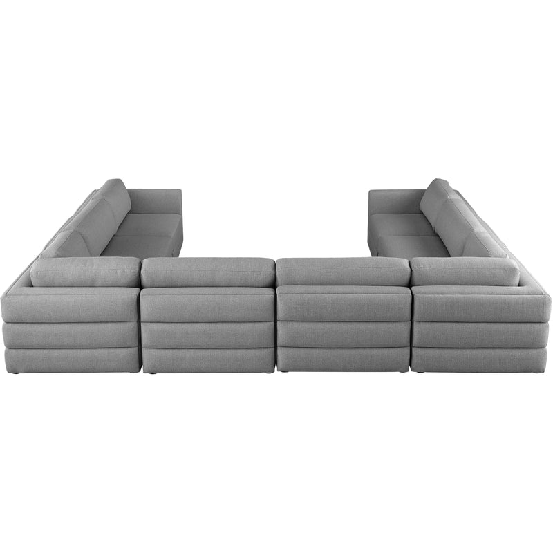 Meridian Beckham Grey Durable Linen Textured Fabric Modular Sectional IMAGE 3