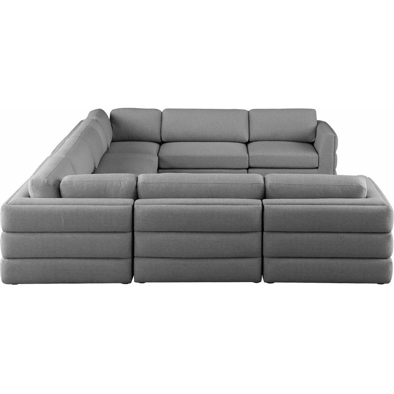 Meridian Beckham Grey Durable Linen Textured Fabric Modular Sectional IMAGE 4