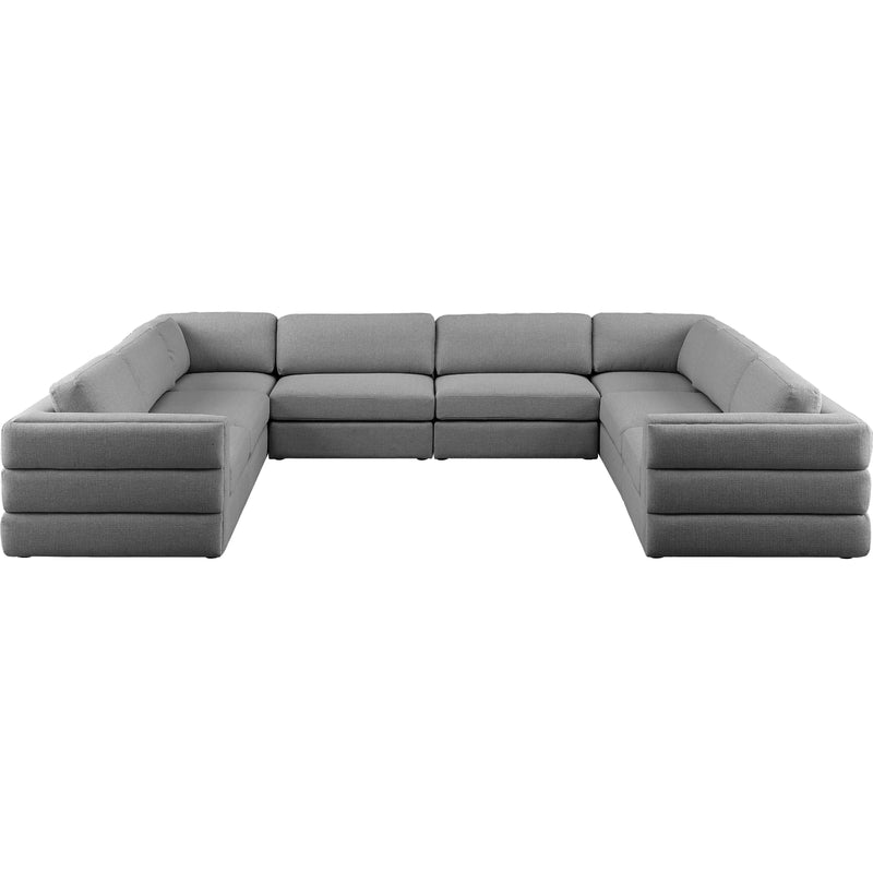 Meridian Beckham Grey Durable Linen Textured Fabric Modular Sectional IMAGE 5