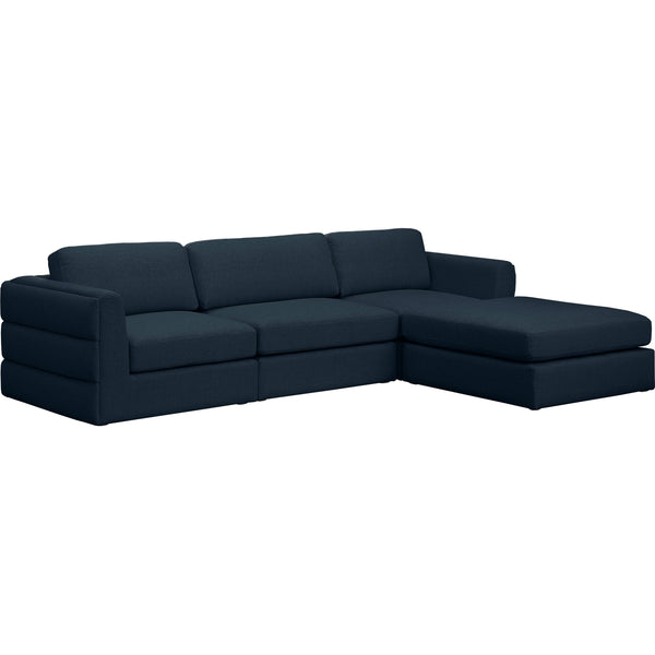 Meridian Beckham Navy Durable Linen Textured Fabric Modular Sectional IMAGE 1