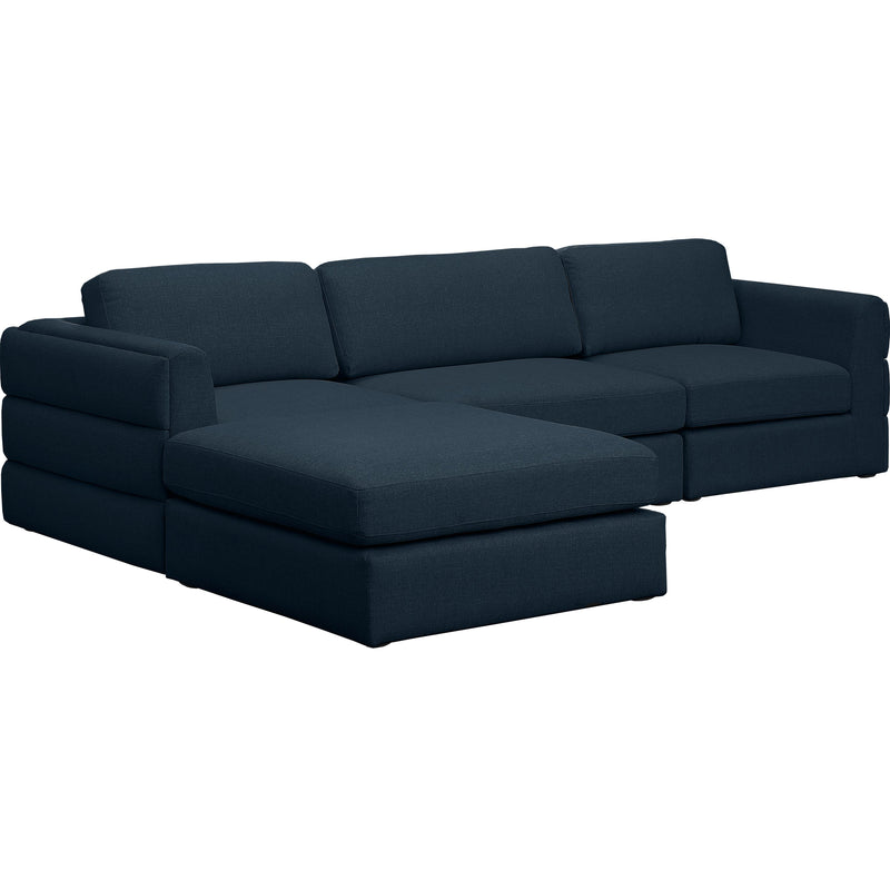 Meridian Beckham Navy Durable Linen Textured Fabric Modular Sectional IMAGE 2