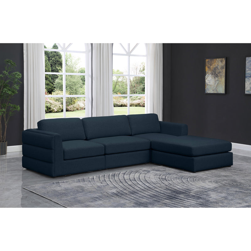 Meridian Beckham Navy Durable Linen Textured Fabric Modular Sectional IMAGE 3