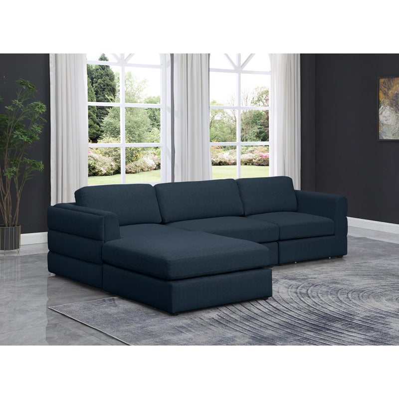 Meridian Beckham Navy Durable Linen Textured Fabric Modular Sectional IMAGE 4