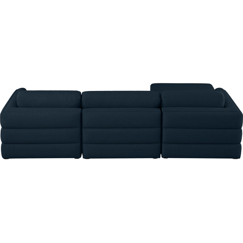 Meridian Beckham Navy Durable Linen Textured Fabric Modular Sectional IMAGE 5