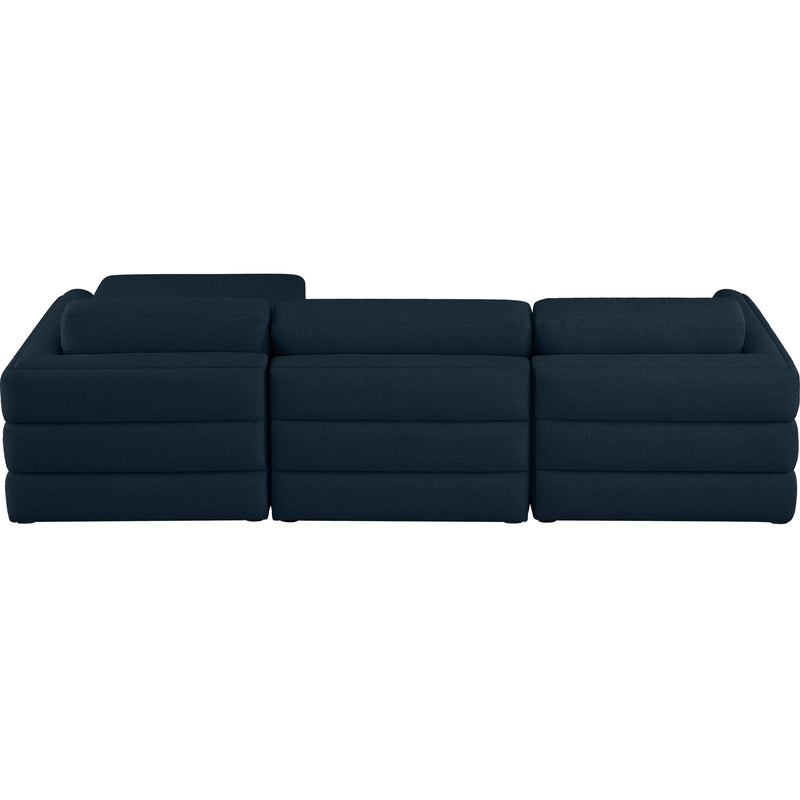 Meridian Beckham Navy Durable Linen Textured Fabric Modular Sectional IMAGE 6