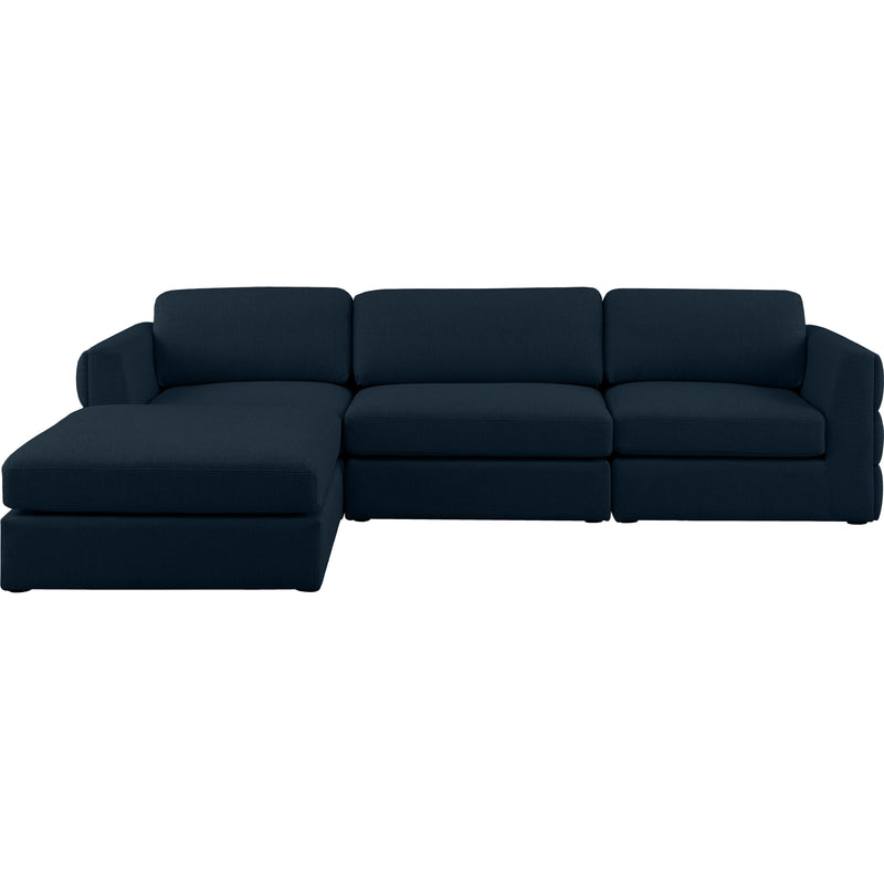 Meridian Beckham Navy Durable Linen Textured Fabric Modular Sectional IMAGE 9