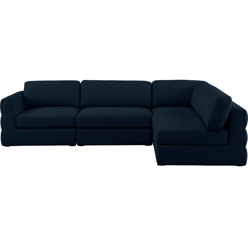 Meridian Beckham Navy Durable Linen Textured Fabric Modular Sectional IMAGE 10