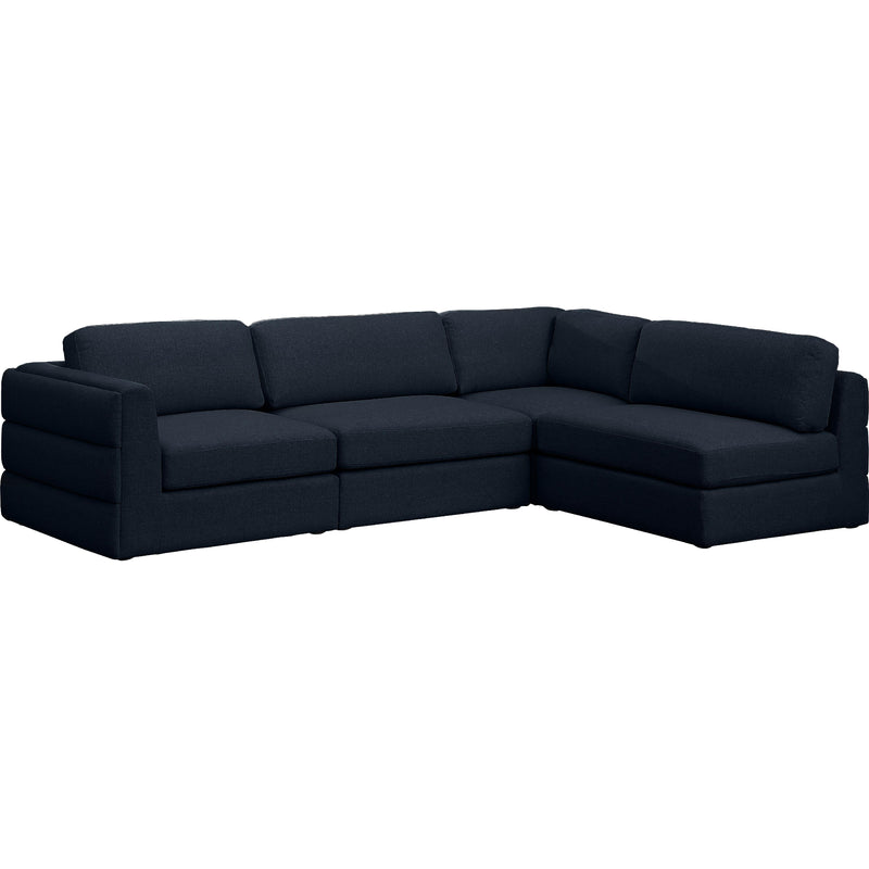 Meridian Beckham Navy Durable Linen Textured Fabric Modular Sectional IMAGE 2