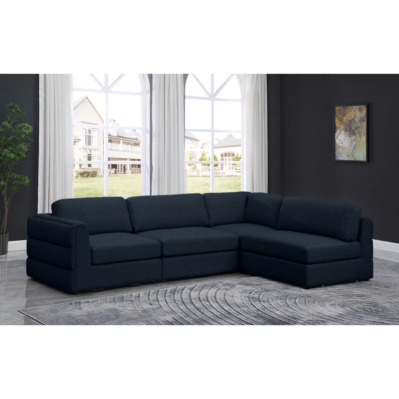 Meridian Beckham Navy Durable Linen Textured Fabric Modular Sectional IMAGE 4