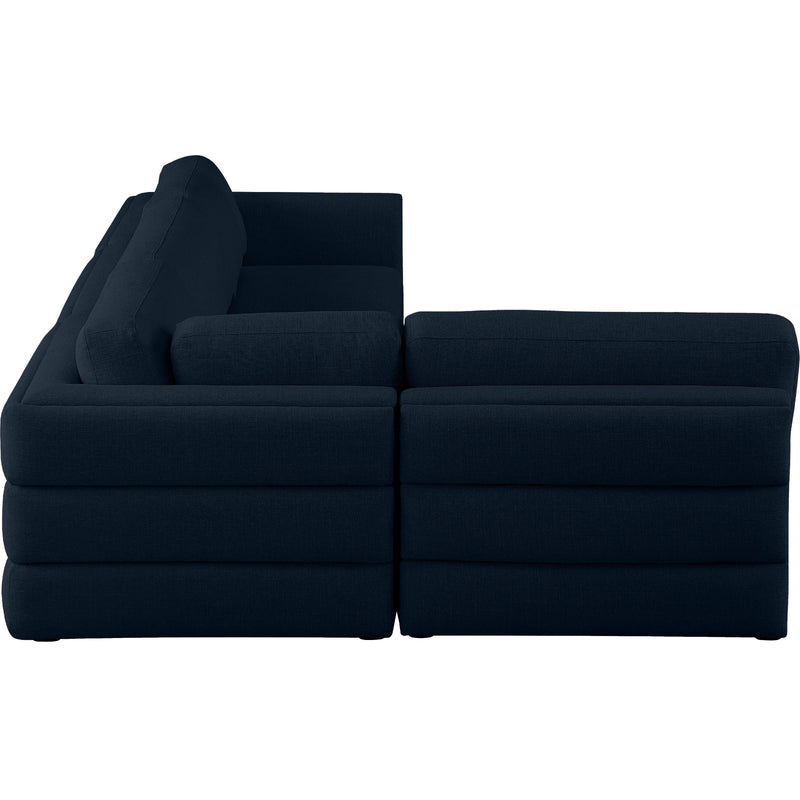 Meridian Beckham Navy Durable Linen Textured Fabric Modular Sectional IMAGE 7