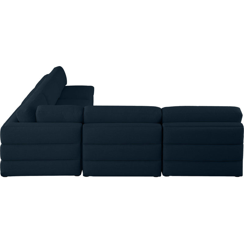 Meridian Beckham Navy Durable Linen Textured Fabric Modular Sectional IMAGE 3