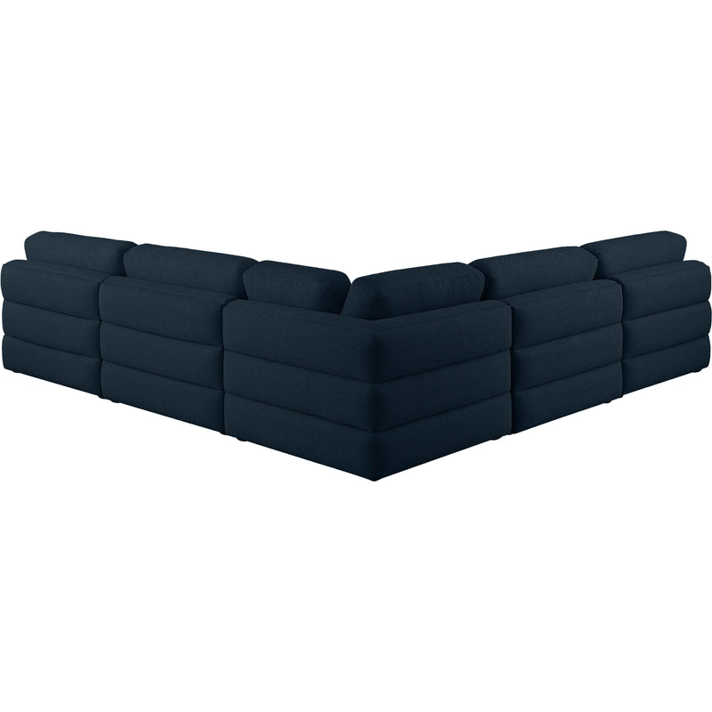 Meridian Beckham Navy Durable Linen Textured Fabric Modular Sectional IMAGE 4