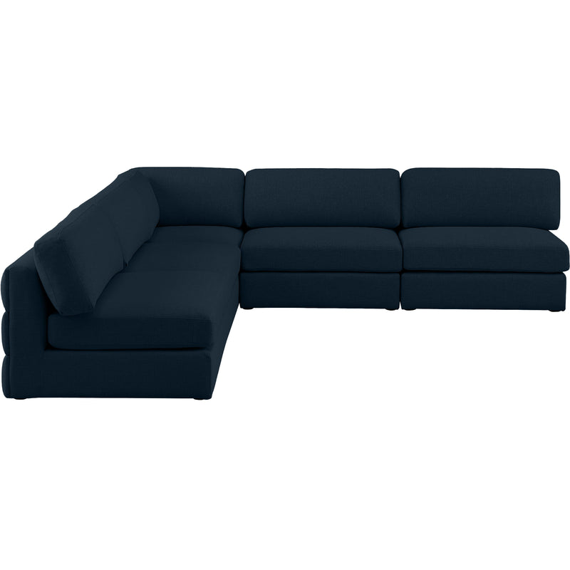 Meridian Beckham Navy Durable Linen Textured Fabric Modular Sectional IMAGE 5
