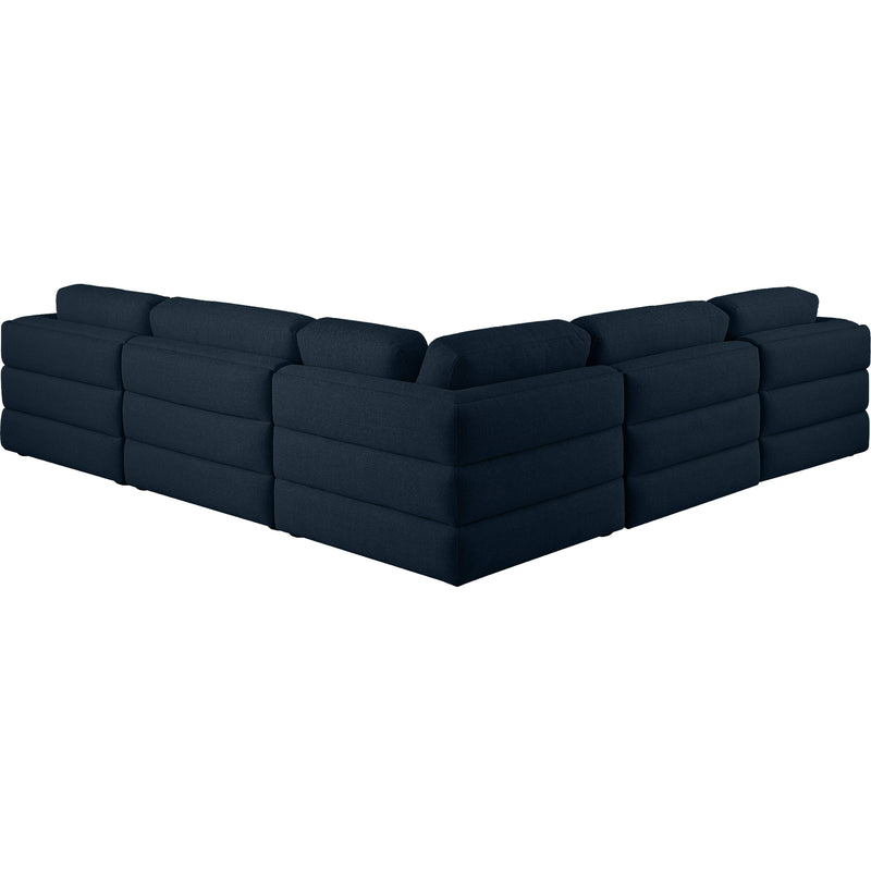 Meridian Beckham Navy Durable Linen Textured Fabric Modular Sectional IMAGE 4