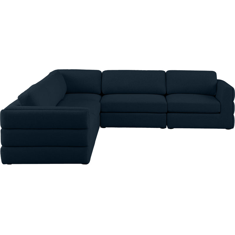 Meridian Beckham Navy Durable Linen Textured Fabric Modular Sectional IMAGE 5