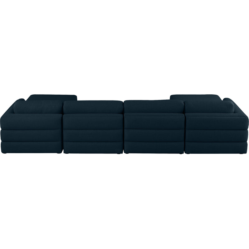 Meridian Beckham Navy Durable Linen Textured Fabric Modular Sectional IMAGE 3