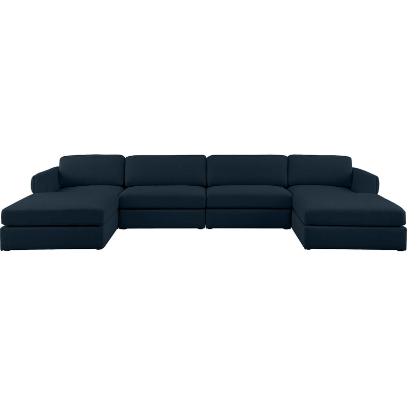 Meridian Beckham Navy Durable Linen Textured Fabric Modular Sectional IMAGE 5