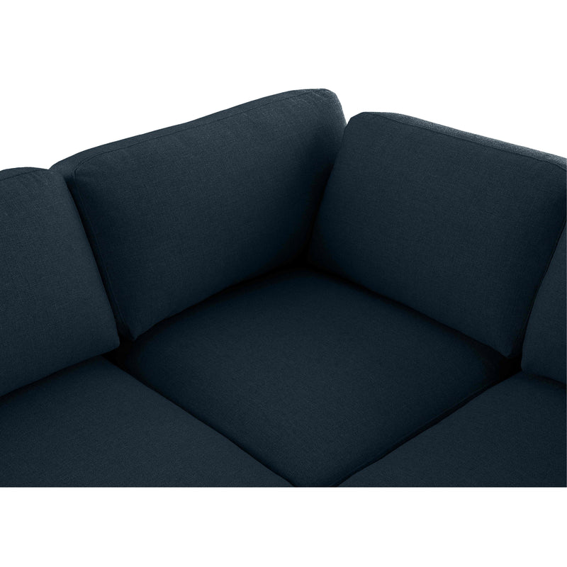 Meridian Beckham Navy Durable Linen Textured Fabric Modular Sectional IMAGE 7