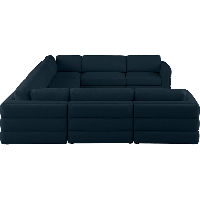 Meridian Beckham Navy Durable Linen Textured Fabric Modular Sectional IMAGE 4