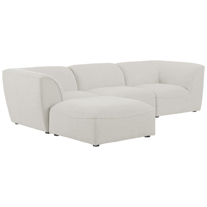 Meridian Miramar Cream Durable Linen Textured Modular Sectional IMAGE 1