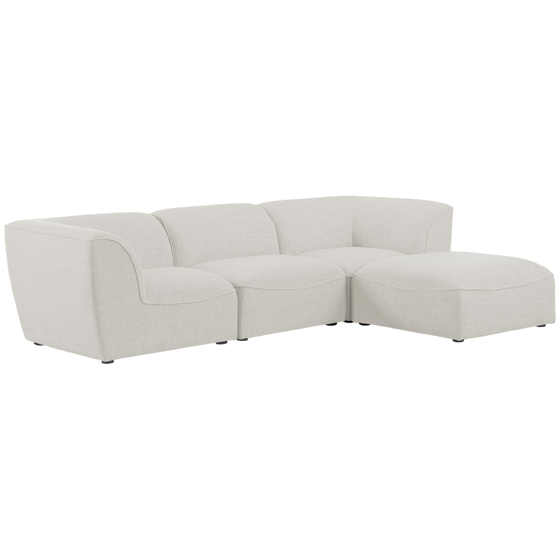 Meridian Miramar Cream Durable Linen Textured Modular Sectional IMAGE 2