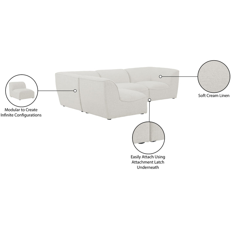 Meridian Miramar Cream Durable Linen Textured Modular Sectional IMAGE 15