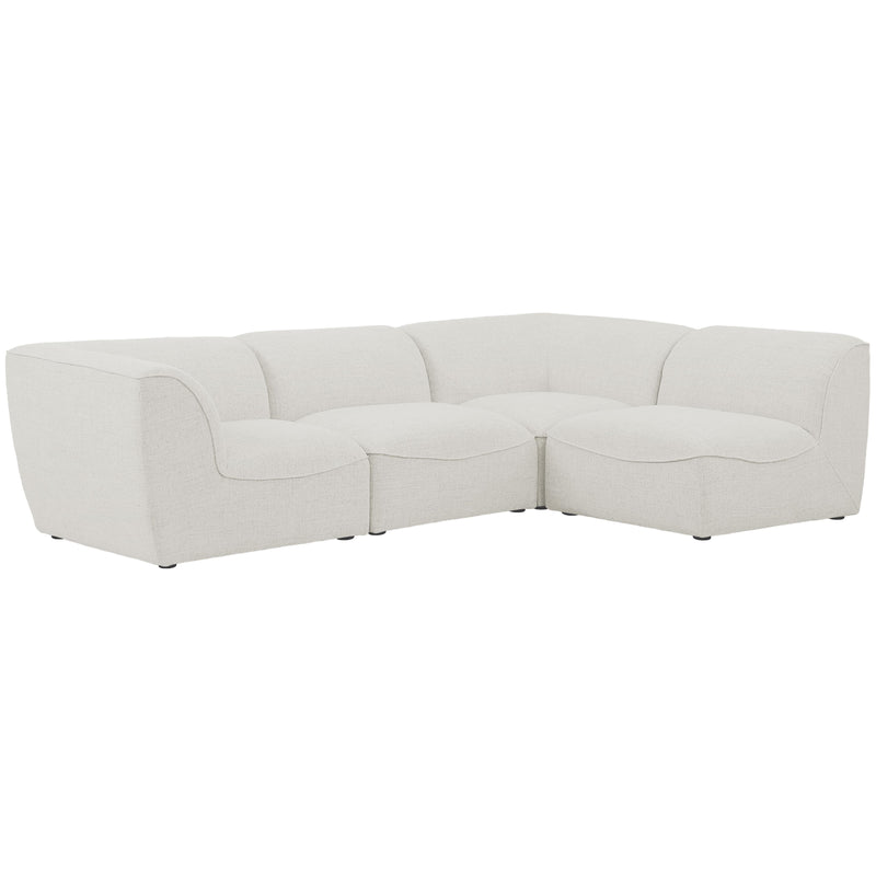 Meridian Miramar Cream Durable Linen Textured Modular Sectional IMAGE 2
