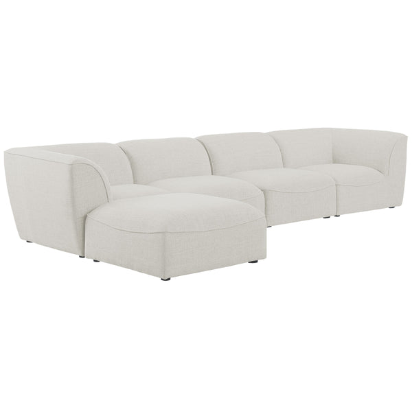 Meridian Miramar Cream Durable Linen Textured Modular Sectional IMAGE 1