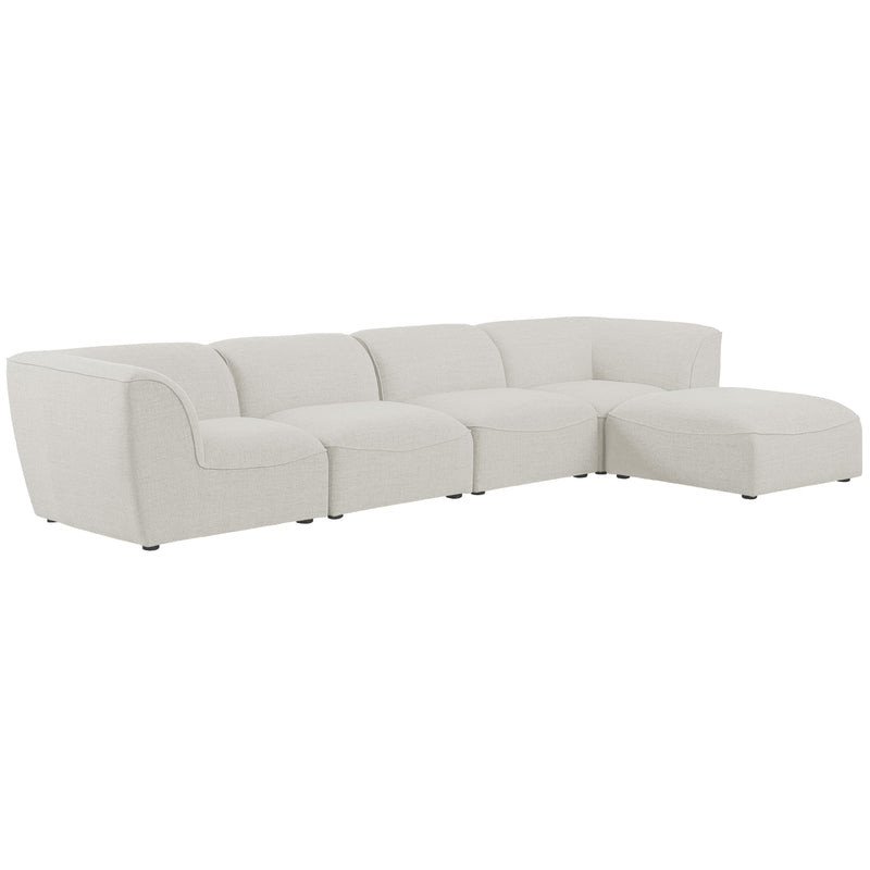 Meridian Miramar Cream Durable Linen Textured Modular Sectional IMAGE 2