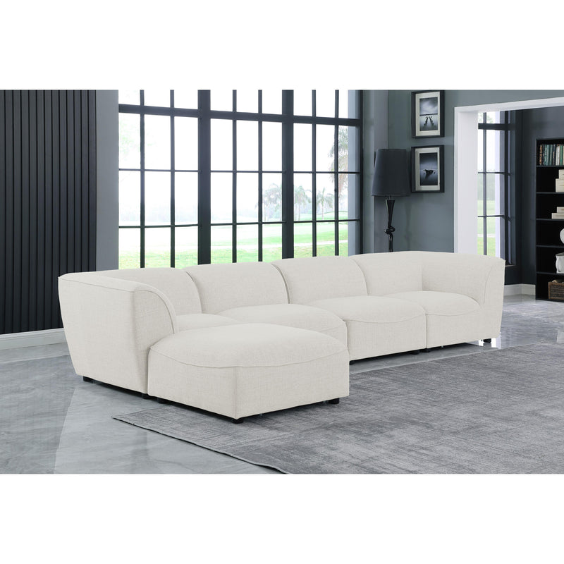 Meridian Miramar Cream Durable Linen Textured Modular Sectional IMAGE 3