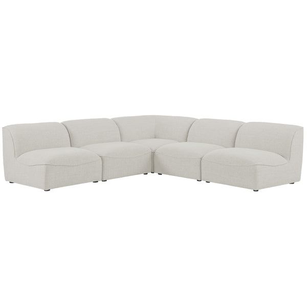 Meridian Miramar Cream Durable Linen Textured Modular Sectional IMAGE 1