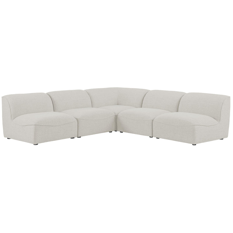 Meridian Miramar Cream Durable Linen Textured Modular Sectional IMAGE 1