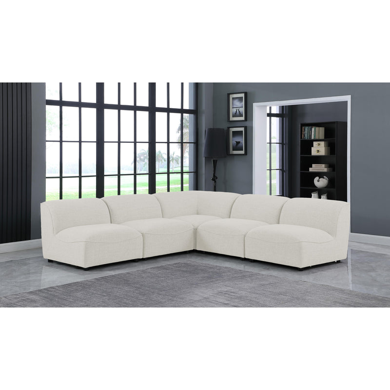 Meridian Miramar Cream Durable Linen Textured Modular Sectional IMAGE 2