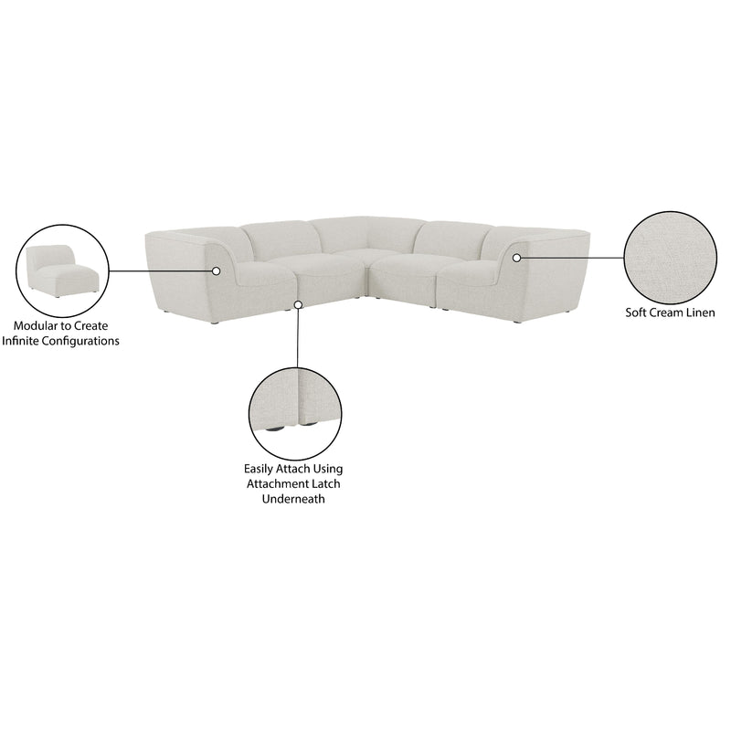 Meridian Miramar Cream Durable Linen Textured Modular Sectional IMAGE 10