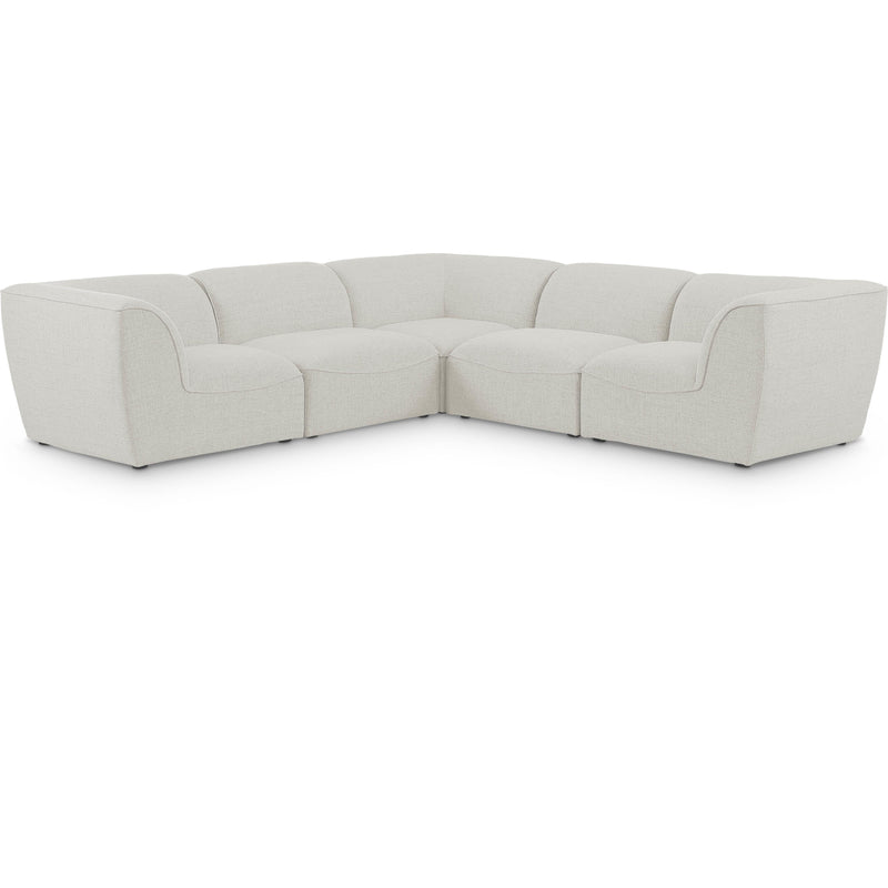 Meridian Miramar Cream Durable Linen Textured Modular Sectional IMAGE 1