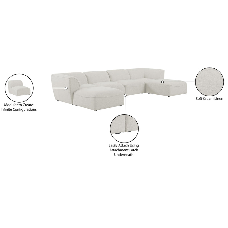 Meridian Miramar Cream Durable Linen Textured Modular Sectional IMAGE 10