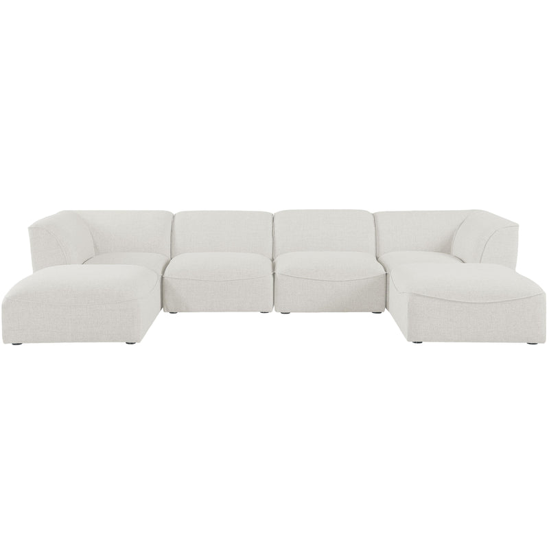 Meridian Miramar Cream Durable Linen Textured Modular Sectional IMAGE 4