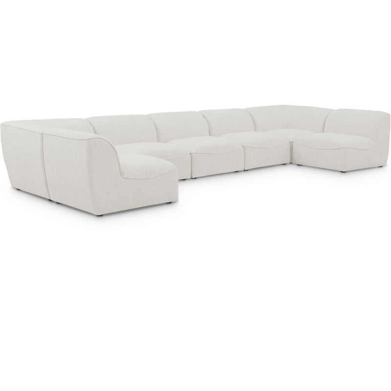 Meridian Miramar Cream Durable Linen Textured Modular Sectional IMAGE 1