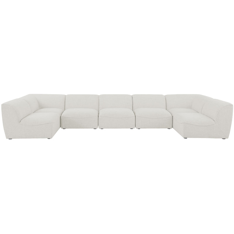 Meridian Miramar Cream Durable Linen Textured Modular Sectional IMAGE 4
