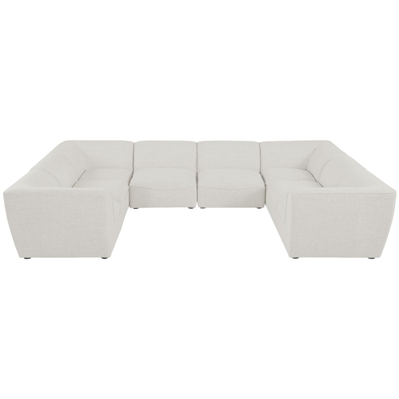 Meridian Miramar Cream Durable Linen Textured Modular Sectional IMAGE 4