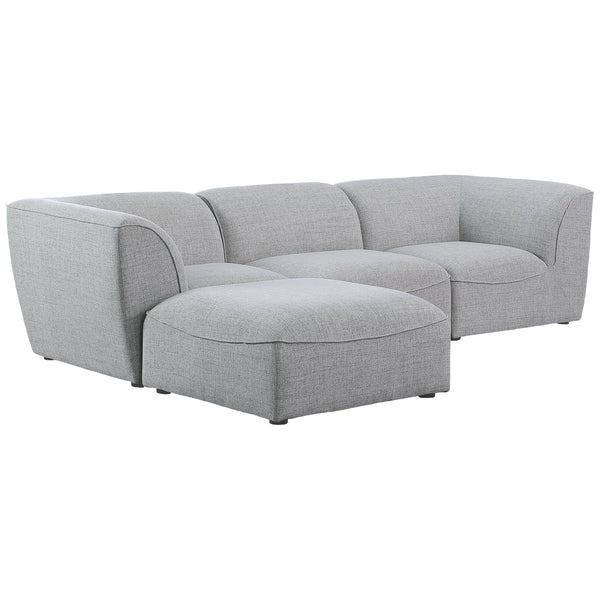 Meridian Miramar Grey Durable Linen Textured Modular Sectional IMAGE 1