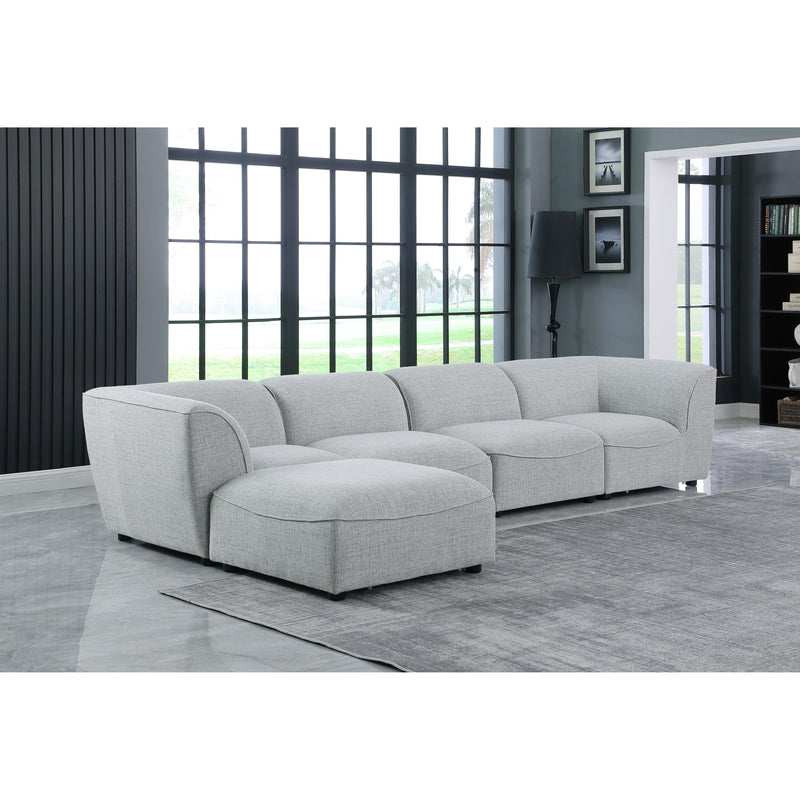 Meridian Miramar Grey Durable Linen Textured Modular Sectional IMAGE 3