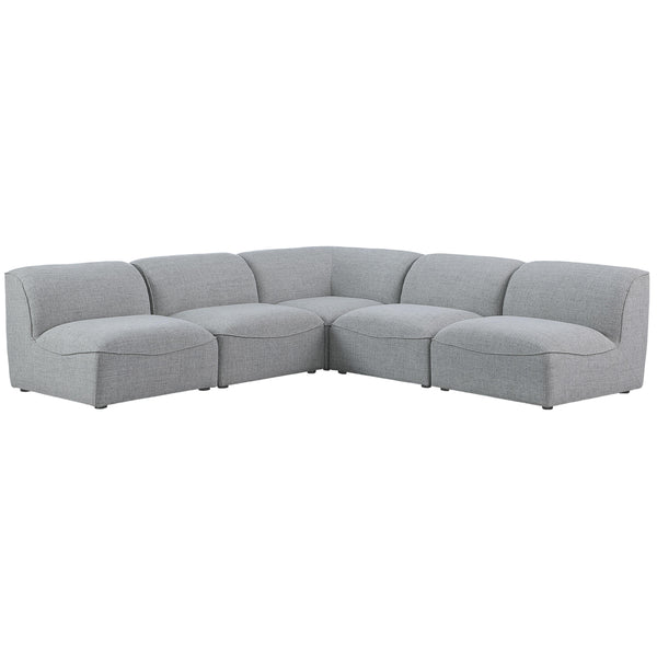 Meridian Miramar Grey Durable Linen Textured Modular Sectional IMAGE 1