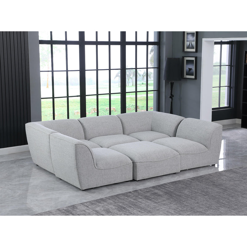Meridian Miramar Grey Durable Linen Textured Modular Sectional IMAGE 2