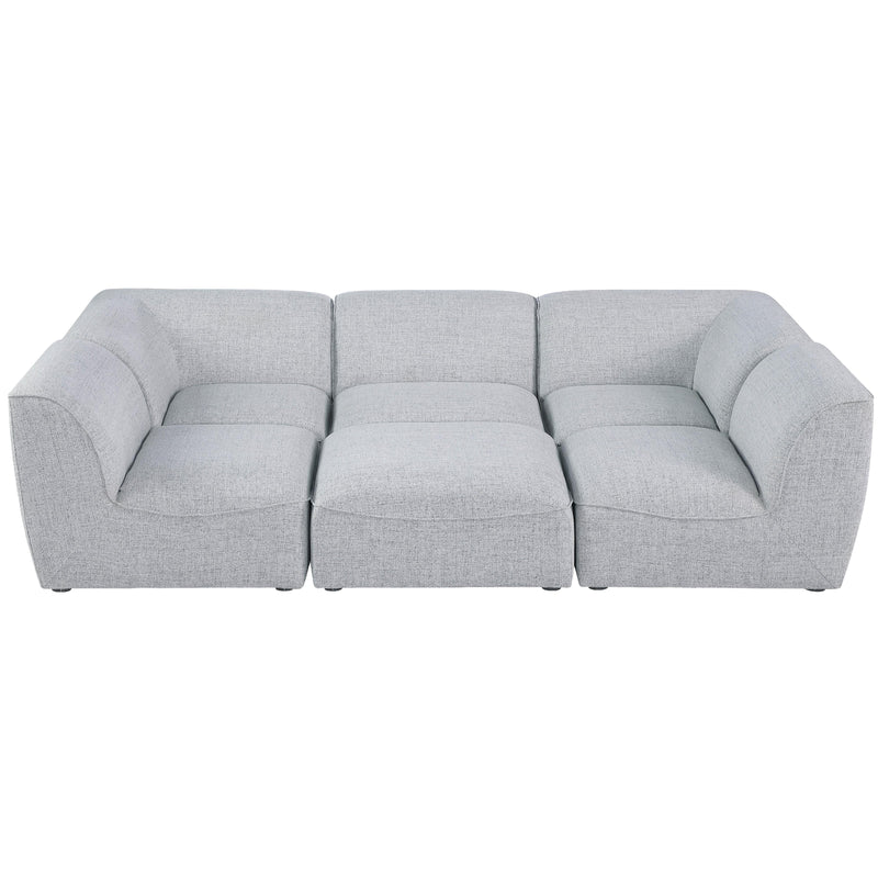 Meridian Miramar Grey Durable Linen Textured Modular Sectional IMAGE 4