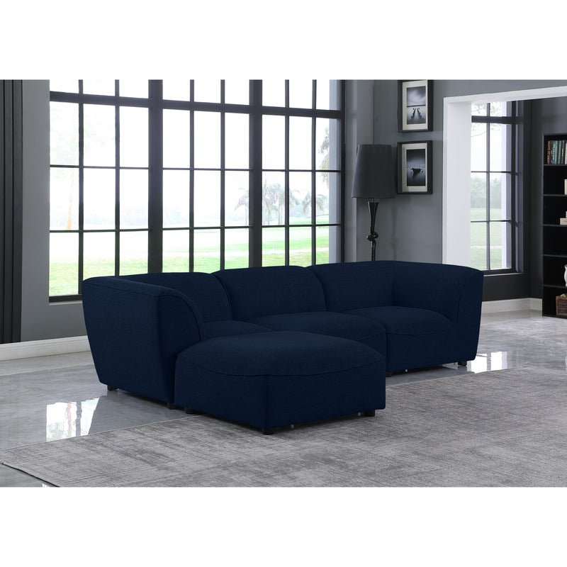 Meridian Miramar Navy Durable Linen Textured Modular Sectional IMAGE 3