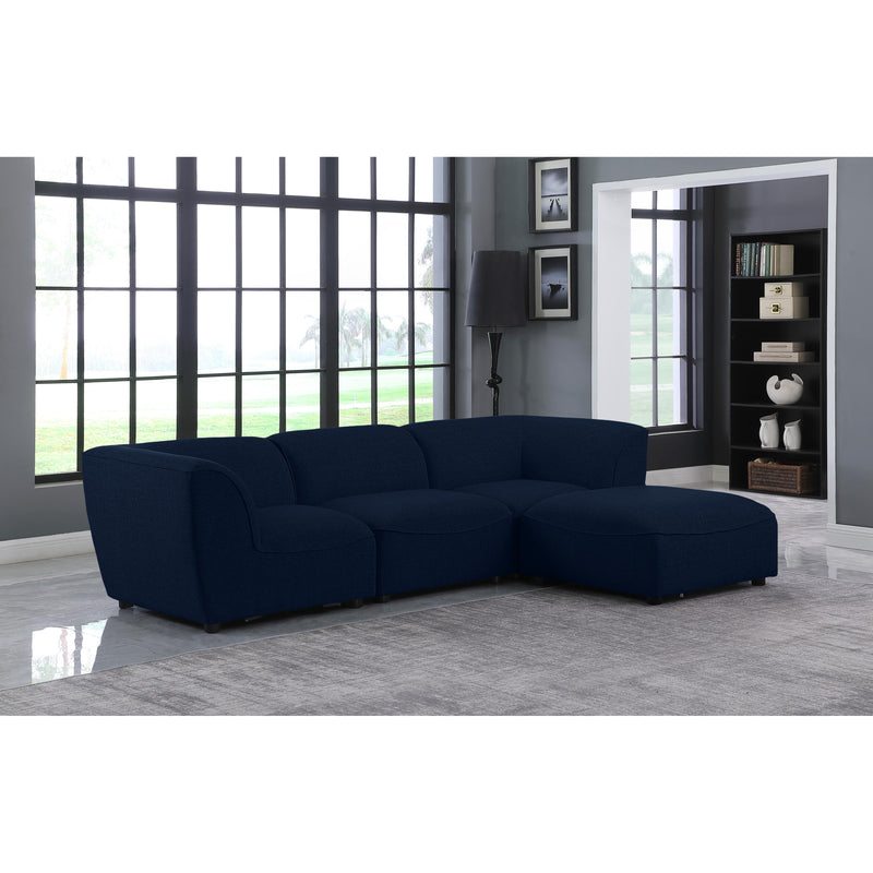 Meridian Miramar Navy Durable Linen Textured Modular Sectional IMAGE 4