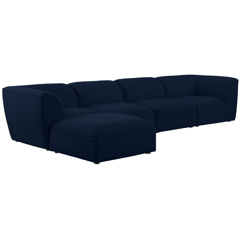 Meridian Miramar Navy Durable Linen Textured Modular Sectional IMAGE 1